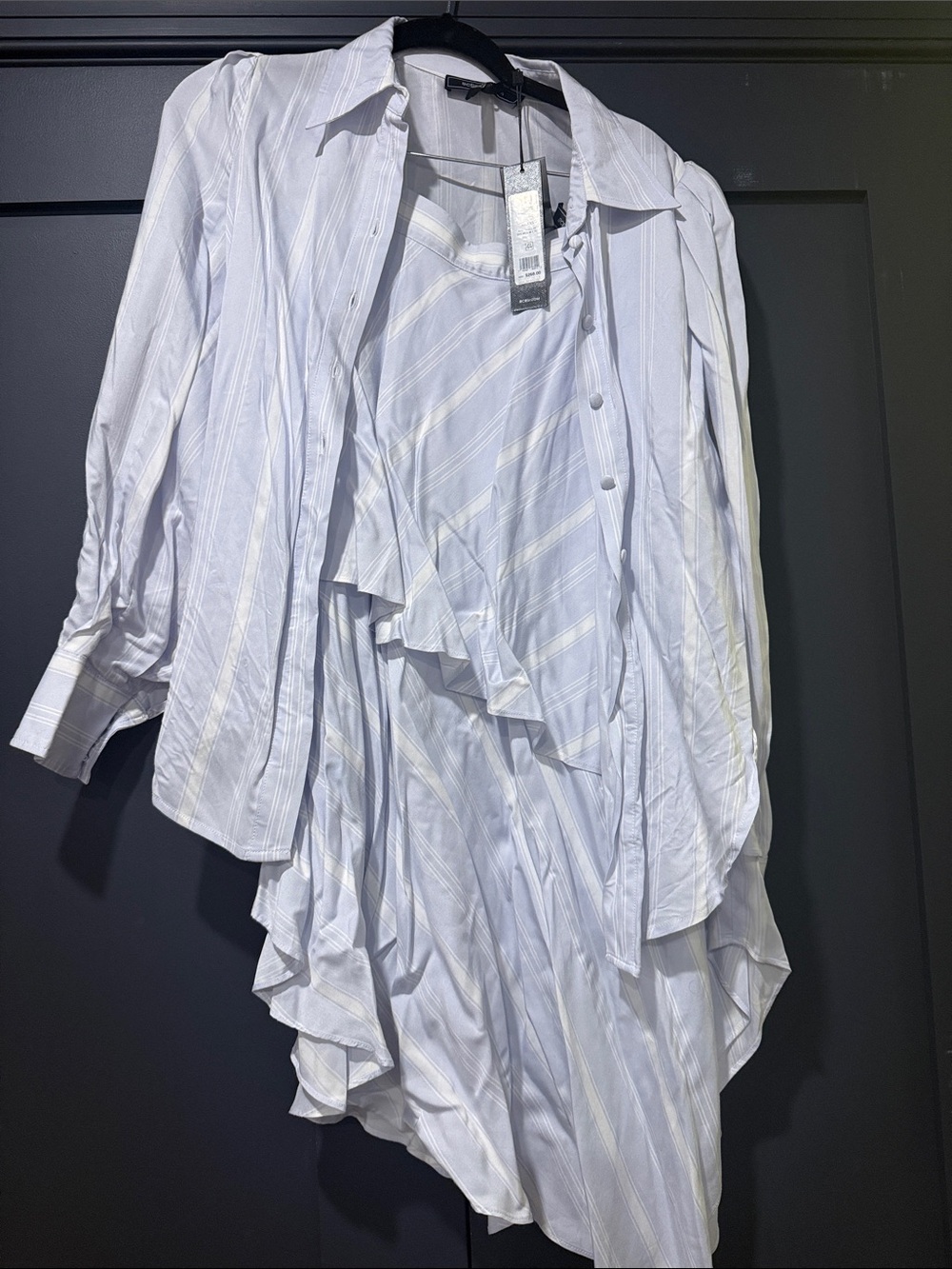 Light Blue Striped women’s skirt and skirt set bcbg Button-Down Shirt